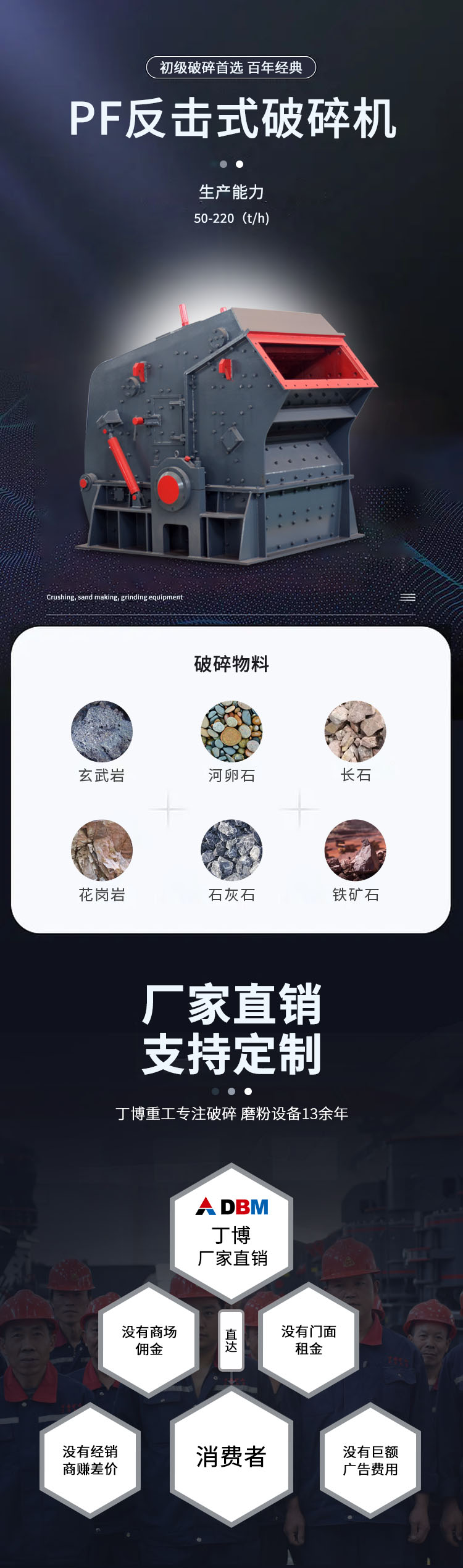 反击破碎机技术参数及型号的选择 1 反击破碎机